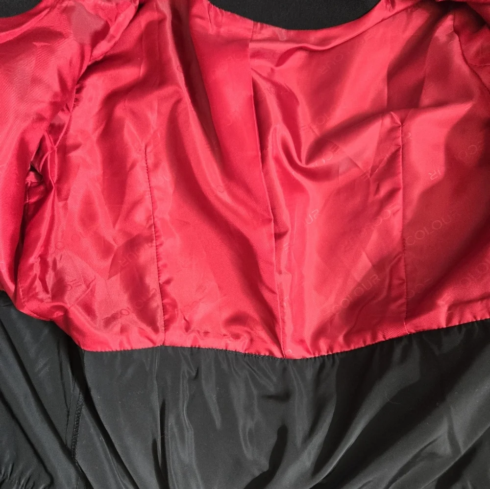ECOLOR Black Double-Breasted Women's Jacket With Ruffle Bottom And Cuffs. Medium - Picture 9 of 14